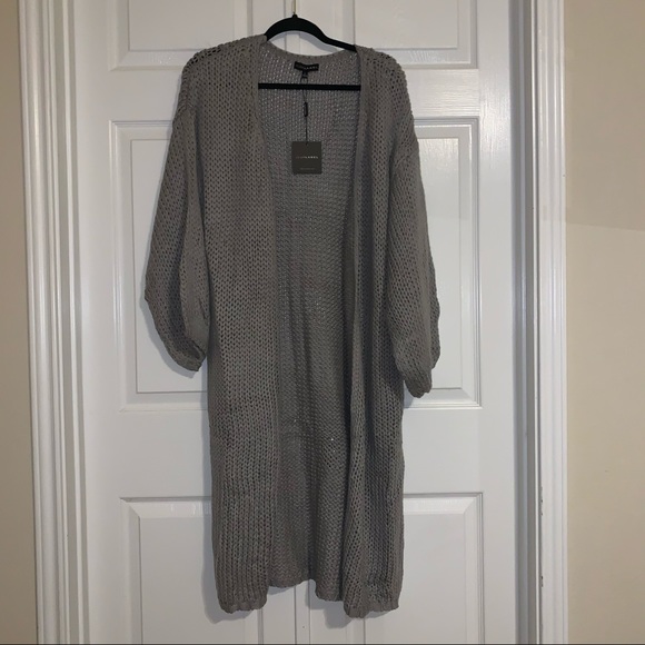 NWT JLUXLABEL Grey Lottie Balloon Sleeve Knit Cardigan - Picture 6 of 12
